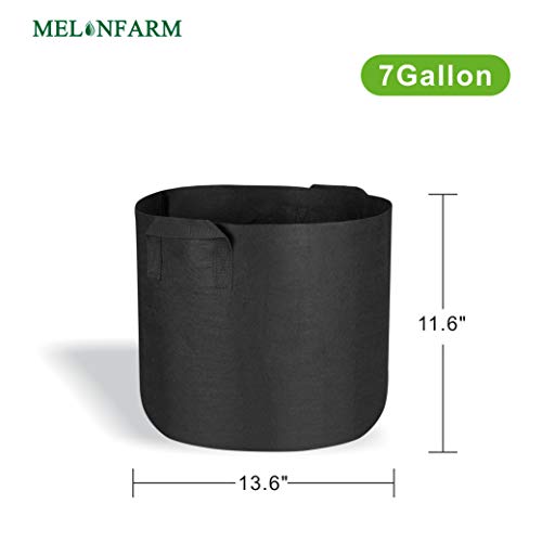 MELONFARM 5-Pack 7 Gallon Grow Bags Heavy Duty Thickened Non-Woven Plant Fabric Pots with Handles - NbuFlowers