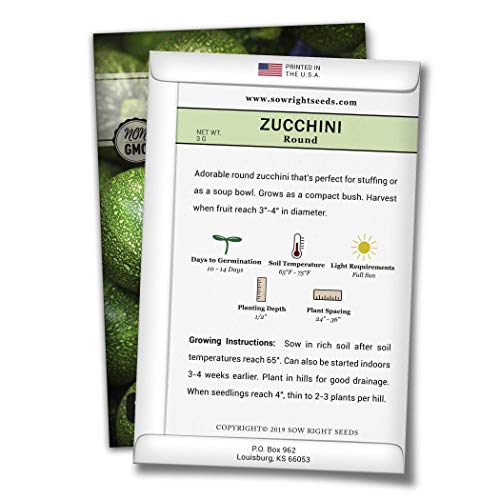Sow Right Seeds - Round Zucchini Seed for Planting - Non-GMO Heirloom Packet with Instructions to Plant a Home Vegetable Garden - Great Gardening Gift (1) - NbuFlowers