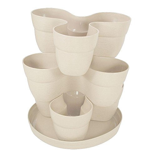 EMSCO Bloomers Stackable Flower Tower Planter – Holds up to 9 Plants – Great Both Indoors and Outdoors – White - NbuFlowers