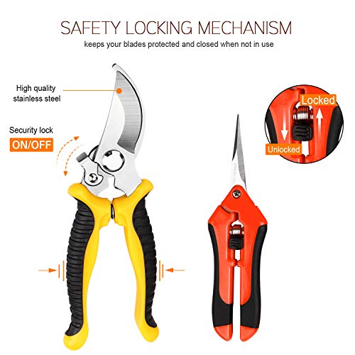 VIVOSUN 6.5 Inch Gardening Scissors Hand Pruner Pruning Shear with Straight  Stainless Steel Blades Orange 1-Pack