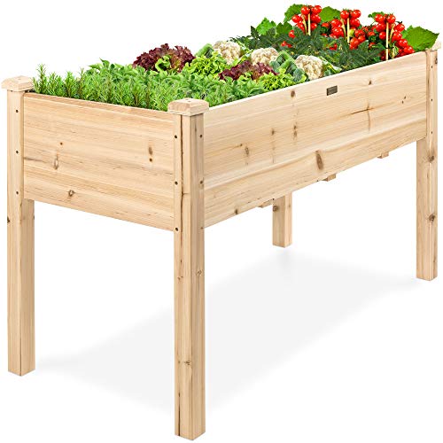 Best Choice Products 48x24x30in Raised Garden Bed, Elevated Wood Planter Box Stand for Backyard, Patio, Balcony w/Bed Liner, 200lb Capacity - NbuFlowers