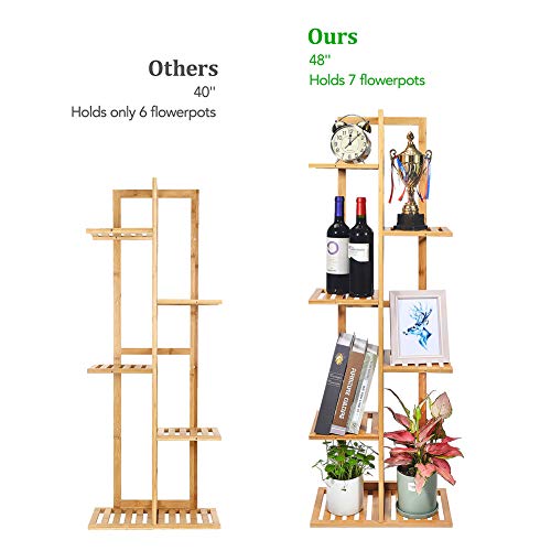 Bamboo Plant Stand Rack 6 Tier 7 Potted Indoor&Outdoor Multiple Stand Holder Shelf Rack Planter Display for Patio Garden, Living Room, Corner Balcony and Bedroom (7 Flowerpots) - NbuFlowers