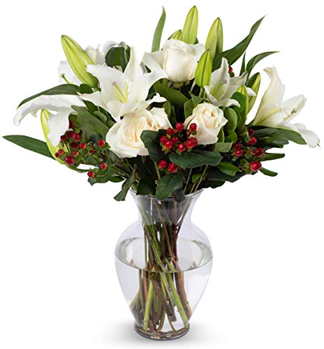 Benchmark Bouquets White Elegance, With Vase (Fresh Cut Flowers) - NbuFlowers