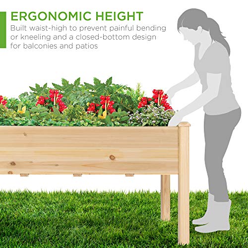 Best Choice Products 48x24x30in Raised Garden Bed, Elevated Wood Planter Box Stand for Backyard, Patio, Balcony w/Bed Liner, 200lb Capacity - NbuFlowers
