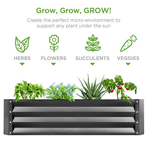 Best Choice Products 6x3x1ft Outdoor Metal Raised Garden Bed Box Vegetable Planter for Vegetables, Flowers, Herbs, and Succulents - NbuFlowers