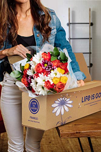 Benchmark Bouquets Life is Good Flowers Orange, With Vase (Fresh Cut Flowers) - NbuFlowers