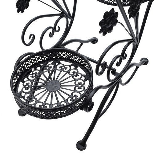 AISHN 3-Tiered Scroll Classic Plant Stand Decorative Metal Garden Patio Standing Plant Flower Pot Rack Display Shelf Holds 3-Flower Pot with Modern"S" Design (Black) - NbuFlowers