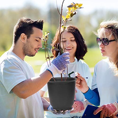 EHWINE 7.2 Inch Plastic Flower Pots 8 PCS, Indoor Plant Pots with Drainage and Tray, Black Planters Fit with Flowers,Succulents, Vegetables - NbuFlowers