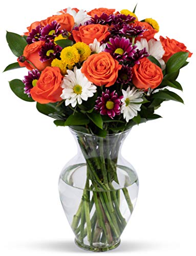 Benchmark Bouquets Life is Good Flowers Orange, With Vase (Fresh Cut Flowers) - NbuFlowers