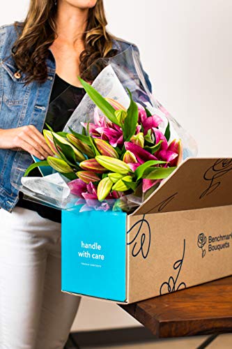 Benchmark Bouquets 8 Stem Stargazer Lily Bunch, With Vase (Fresh Cut Flowers) - NbuFlowers