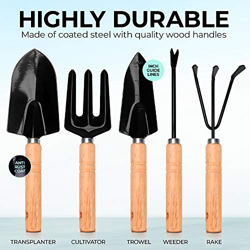 Scuddles Garden Tools Set - 8 Piece Heavy Duty Gardening Kit with Stor -  NbuFlowers