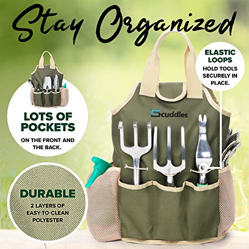 Scuddles Garden Tools Set - 8 Piece Heavy Duty Gardening Kit with Stor -  NbuFlowers