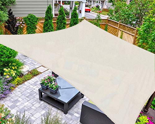 AsterOutdoor Sun Shade Sail Rectangle 6' x 10' UV Block Canopy for Patio Backyard Lawn Garden Outdoor Activities, Cream - NbuFlowers