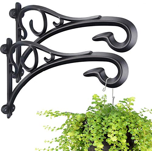 Hanging Plant Bracket,Heavy Duty Artistic Garden Hook (13 Inches/2 Pack) Thicker More Durable Rust-Resistant, for Hanging Bird Feeders,Lanterns,Potted,Outdoor Indoor Brackets Hooks - NbuFlowers