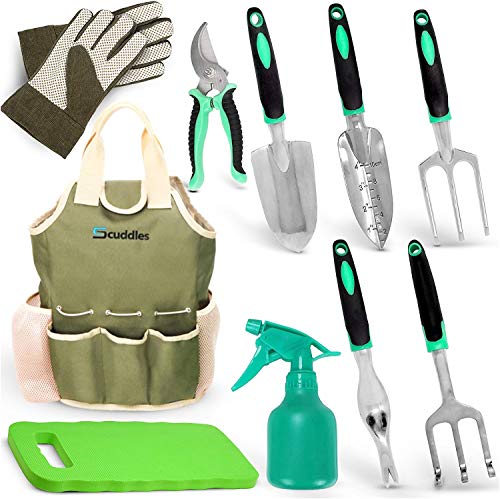 Scuddles Garden Tools Set - 8 Piece Heavy Duty Gardening Kit with Stor -  NbuFlowers