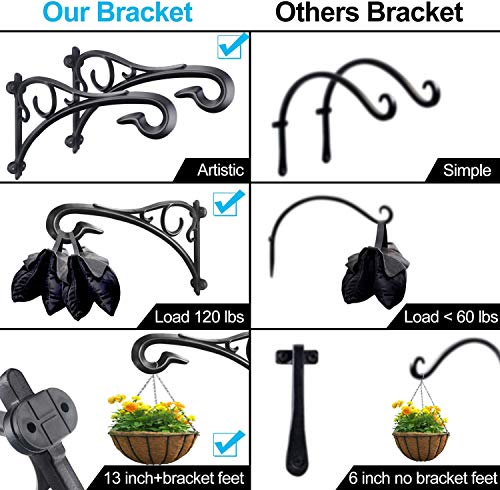 Hanging Plant Bracket,Heavy Duty Artistic Garden Hook (13 Inches/2 Pack) Thicker More Durable Rust-Resistant, for Hanging Bird Feeders,Lanterns,Potted,Outdoor Indoor Brackets Hooks - NbuFlowers