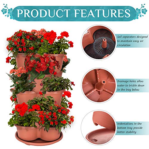 Strawberry Vertical Gardening Stackable Planter For Indoor And Outdoor  Strawberries, Flowers, Herbs, Vegetables, Flower Pot Indoor Modern  Decorative Plastic Pots For Plants With Drainage Hole And Tray For All  House Plants, Succulents