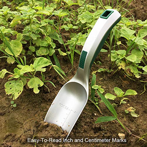 CFCT Bend-Proof Garden Trowel Tools with Sharp Edge, Rust Proof Small Gardening Hand Shovel, One-piece Aluminum Transplanter with Grading Mark, Lightweight Comfortable Ergonomic Handle - NbuFlowers