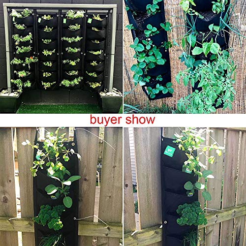 meiwo hanging planter Meiwo New Upgraded Deeper and Bigger 7 Pocket Hanging Vertical Garden Wall Planter for Yard Garden Home Decoration
